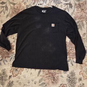 Carhartt Black Long Sleeve Shirt with Pocket - Men's Large